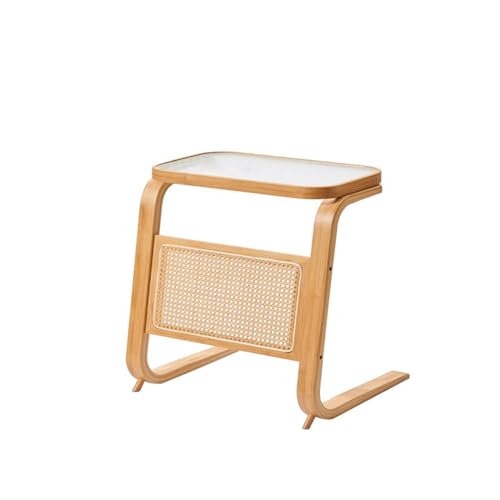 Robot Vacuum Storage Side Table with Rattan and Bamboo