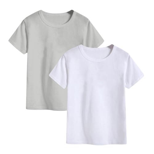 Image of 2-Pack Kids Cotton T-Shirts Short Sleeve Basic Tops for Toddlers Boys Girls