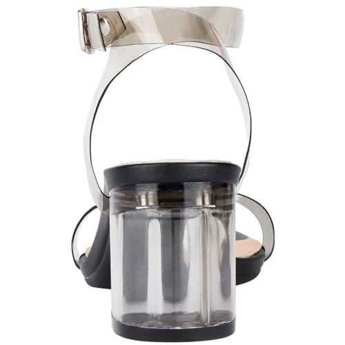 ZriEy Women's Clear Heels Strappy Chunky Block Heeled Sandals 2.2 Inch Open Toe Adjustable Ankle Strap Pump Sandals for Weddings Parties Daily Wear3