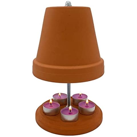 Tea Light Oven Clay Pot for Up to 6 Tea Lights Tea Light Holder Handmade Heating Living Room Oven Fireplace (Style 1) Cover