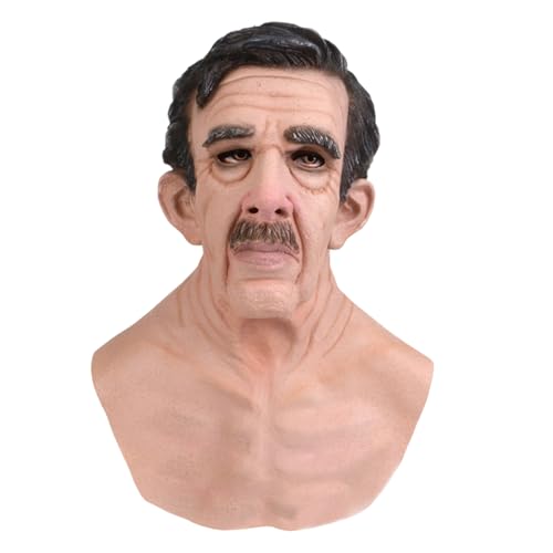 Masque de vieil homme Halloween réaliste en latex pour déguisement effrayant