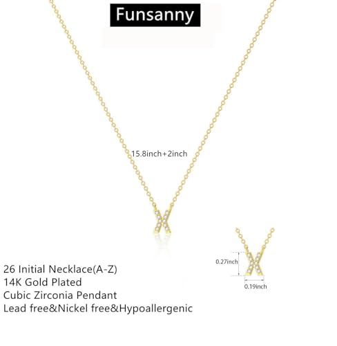 Initial Heart Necklaces for Women - Dainty Cute Necklace Small Layered 14K Gold Plated A-Z Letter CZ Pendant Trendy Satellite Chain Necklaces for Women Non Tarnish Gold Jewelry Set Gift