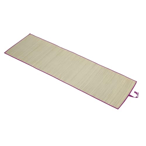 Idena 50130 - Strandmatte aus Bast mit Stoffeinfassung in Lila Badematte ca. 60 x 180 cm groß zusammenrollbar als Unterlage für Strand Freibad Garten und im Urlaub