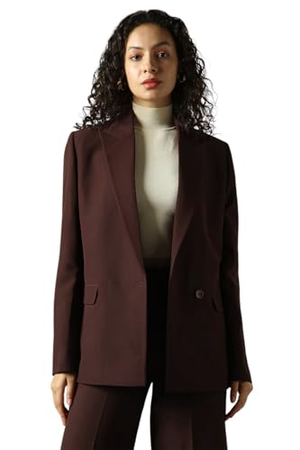 Image of High Star Women Solid Longline Length Oversized Notch Lapel Collar Full Sleeve Blazer