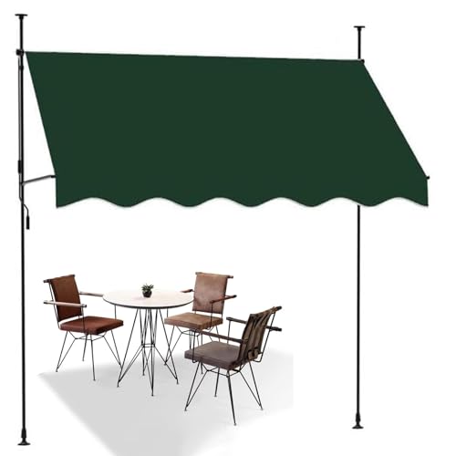 Store extérieur rétractable manuel 2,5x1,2m vert réglable pour porte - 2