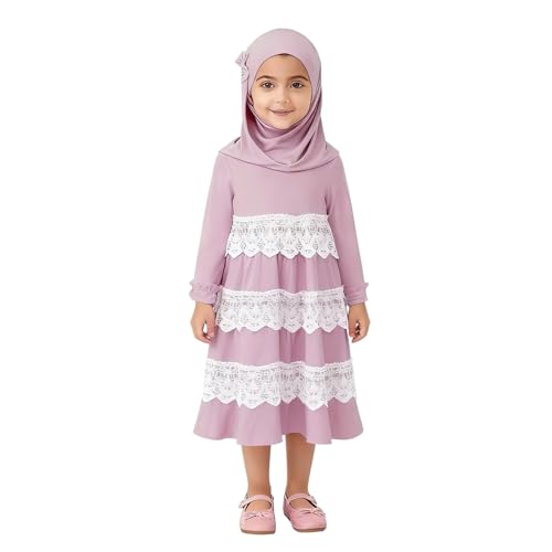Abaya musulmana para niñas pequeñas: maxivestido infantil con túnica, burka y hiyab largo