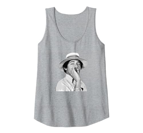 Barack Obama Retro Vintage Young Obama Smoking in College Tank Top, Women, Heather Grey, X-Large