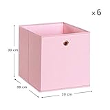 SONGMICS Aufbewahrungsboxen, 6er Set, Faltbare Stoffboxen, Faltboxen Aus Vliesstoff, Würfel, Aufbewahrungskörbe, Für Spielzeug Und Kleidung, Rosa RFB02PK-3