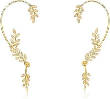 KOMRID Gold Cuff Earring Luxury Women Creative Earring Leaves Ear Crawler Cuff Earrings Silver and Gold Ear Wrap Slider For Women And Girls (Pack of 1 Pair) (B0D97PK456) Amazon Price History, Amazon Price Tracker