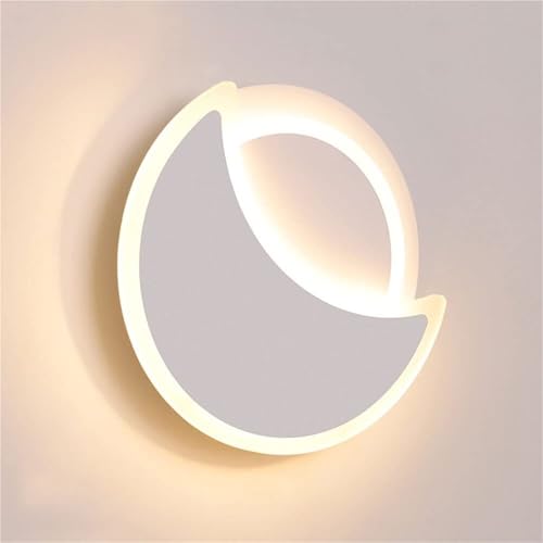 Aplique de Pared Moderno de 15 W, lámpara de Pared Redonda Negra de 9,8 Pulgadas con luz Blanca, Aplique de Pared Interior de 1 luz para Dormitorio, mesita de Noche, Pasillo, Sala de Estar, escal
