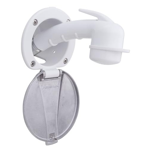 Recessed Shower- Arctic White Cup with Stainless Steel Lid, Small Arctic White Sprayer, 6' Stainless Steel Hose - 136-0048-AW-W