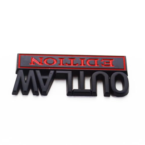 Image of 2Pc Outlaw Edition Emblem 3D Badge Stickers with Double Tape for Cars, Trucks, Motorcycles, Boats (Black Red)