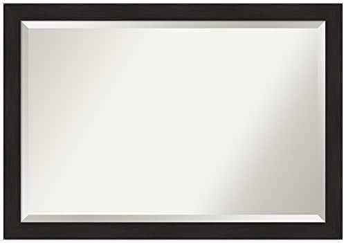 Image of Amanti Art Framed Vanity Mirror | Bathroom Mirrors for Wall | Furniture Espresso Narrow Mirror | Wall Mounted Mirror | Large Mirror | 27.50 x 39.50