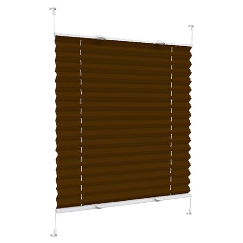 Store plissé sans perçage marron 20x160cm tamisant pour petite fenêtre et vitrage de salon