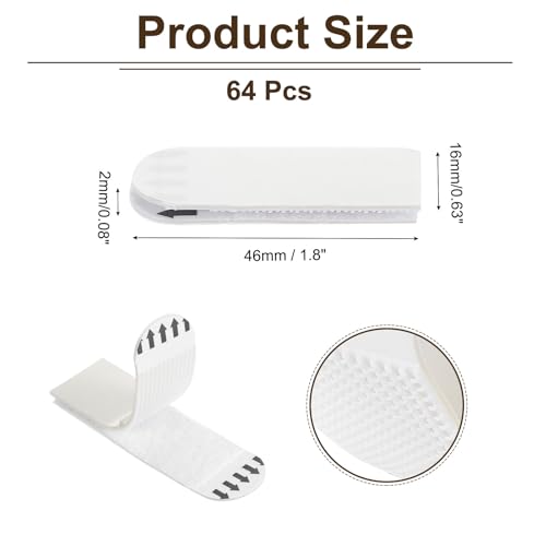 Image of PATIKIL 64 Pairs (128 Strips) Picture Hanging Strips, Heavy Duty Picture Hanging Strips Kit Removable Wall Hanging Strips Without Nails for Decorations, White 46x16mm
