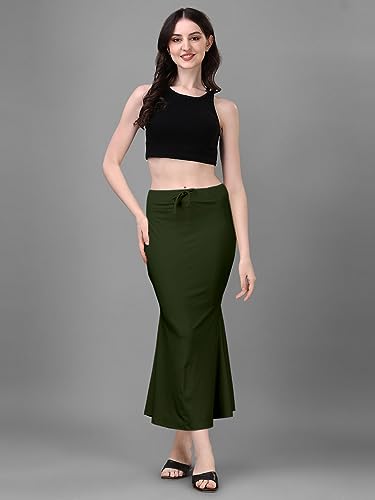 Image of Women's Saree Shapewear Petticoat, Cotton Blend Stretchable Mermaid Skirt, High Waist Tummy Control, Smooth Curve Fit with Adjustable Drawstring