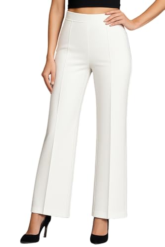 Image of SWADESI STUFF Women's High Waisted Bell Bottom Pants | Retro Wide Leg Trousers | Stretchy Flared Palazzo Pants for Office, Casual Wear & Party