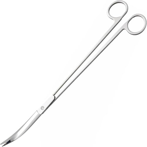 Curved Aquarium Scissors 25cm Stainless Steel - Long Aquatic Plant Trimming Scissors for Fish Tank & Terrarium Aquascaping Tools & Cleaning Tools
