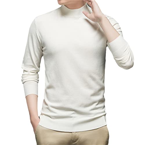 Pull à col roulé doux tricot chaud hiver femme homme vêtement ivoire XXL