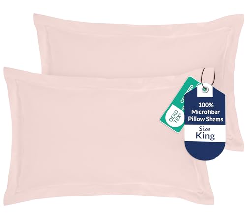 Image of Royale Linens Pillow Shams 2 Pack King Size 20x36 Inch - Brushed 1800 Microfiber - Bed Pillow Shams, Wrinkle Resistant Super Soft and Cozy - Back Overlap Closure - Oxford Pillowcase (King, Pink)