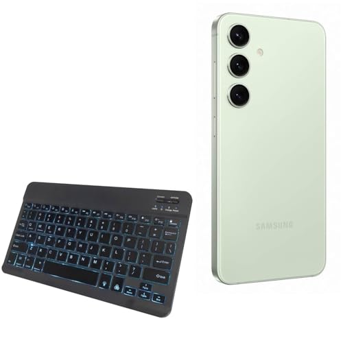 BoxWave Keyboard Compatible with Samsung Galaxy S24 FE - SlimKeys Bluetooth Keyboard - with Backlight, Portable Slim LED 7 Colors - Jet Black