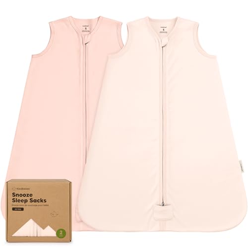 Image of 2-Pack Baby Sleep Sacks, Zipper Wearable Blanket - 100% Organic Cotton 0.5TOG, Soft Lightweight Toddler Sleeping Sack 3-6 months, Easy to Wear Newborn Swaddles Sleepsack (Mist Rose, S)