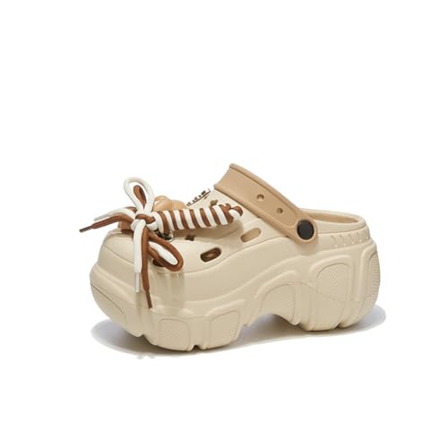 Fashion Comfortable Platform Clogs for Women, 7CM Height - Increasing, Cloud Slides, Casual Pillows Sandals, Beach Shoes, Cute Sandals (White,7.5)