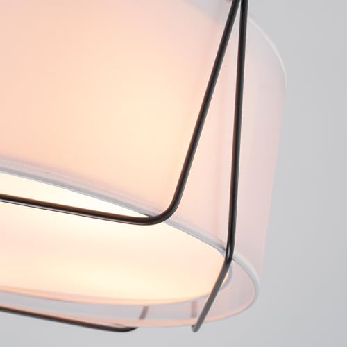 4 Light Modern Layered Fabric Dining Room Light Fixtures Over Table 20.5 Drum Chandelier for Dining room, Living room, Bedroom, Kitchen or Foyer. Black Drum Pendant Light with Adjustable Height