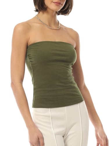 Image of MixMatchy Women's Stretchy Strapless Tube Top Y2K Bandeau Top