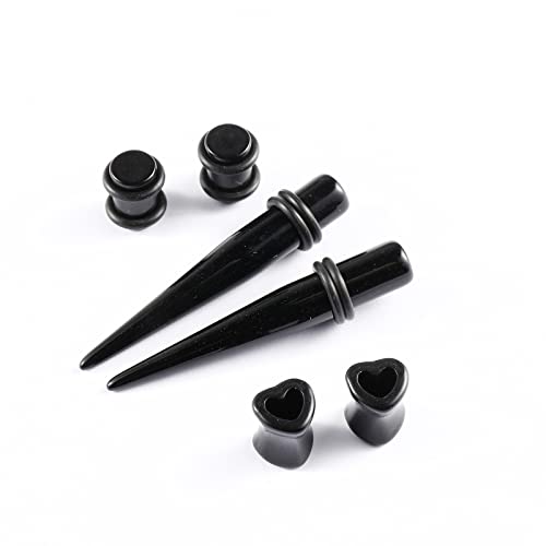 Memsion Ear Stretching Kit Gauges For Ears, 46 Pieces 14G-00G Ear Gauges Expander Set Acrylic Ear Tapers And Plugs Body Earring Piercing Kits Black Color thumb #2