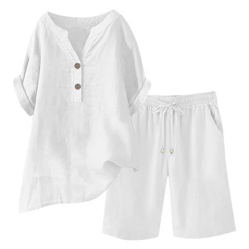 2 Peice Cotton Linen Short Sets for Women - Short