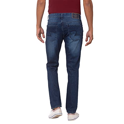 Image of Spykar Blue Cotton Slim Fit Narrow Regular Length Jeans for Men(8907966466777,Blue,31)