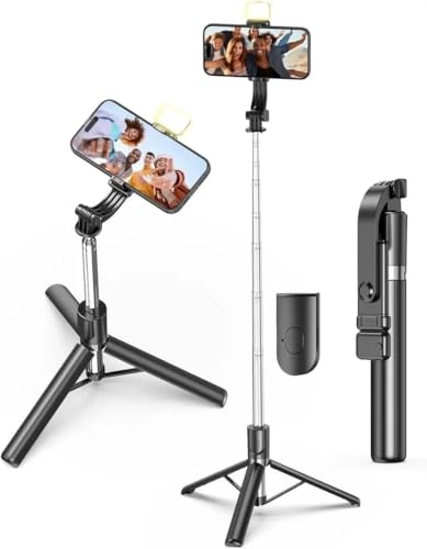 Image of NEXSA R1S-L Mini LED Fill Light Tripod Selfie Stick 155CM 61Inches 3 in 1 Multifunction Aluminium for Vlogging /Photography /Videography for All Mobile Smartphones (Multicolor)