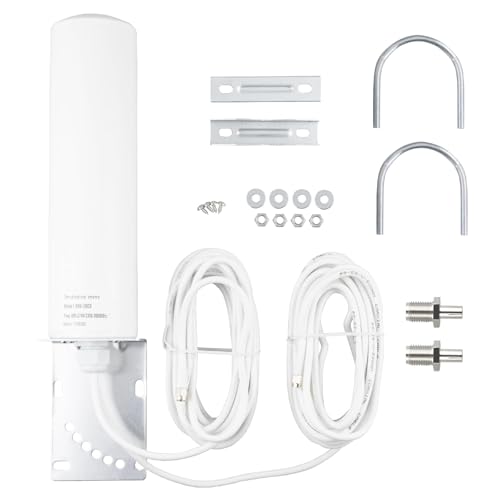 BOOBRIE 4G 5G LTE Antenna High Gain 10dBi OmniDirectional Outdoor Antenna SMA TS9 Connector 698-2700 3300-3800MHz WiFi Outdoor Dual SMA Male 16.4Ft RG58 Cable for Cellphone 3G/4G/5G LTE Router