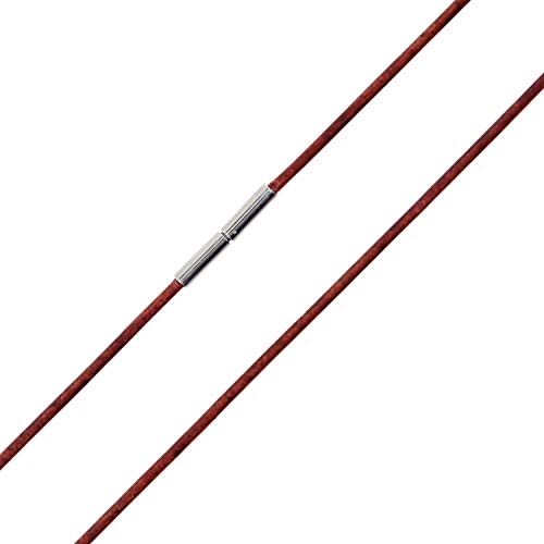 Auroris Echtleder Kette 2 mm Farbe: antikbraun, mit Tunnel-Drehverschluss aus Edelstahl, Länge wählbar / 60 cm