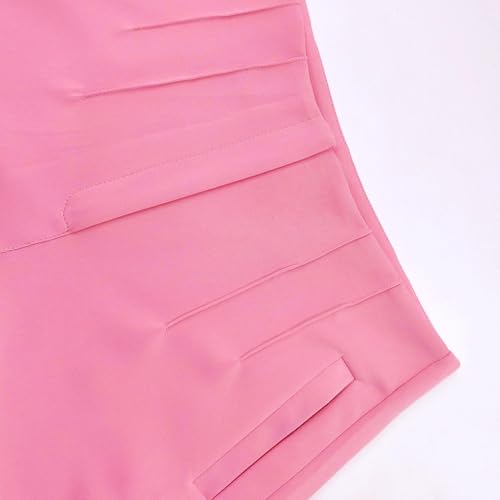 Womens High Waisted Pants 2025 Trendy Pleated Straight Leg Dress Pant Business Work Casual Trousers with Pockets Size Small Pink3