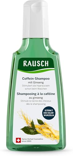 RAUSCH Coffein-Shampoo mit Ginseng 200 ml Reinigung & Stärkung der geschwächten Haarwurzeln veganes Shampoo ohne Silikone hergestellt in der Schweiz mit Ginseng- Guarana- & Tigergras-Extrakt