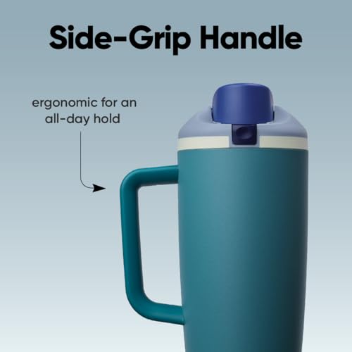 Image of Owala FreeSip Tumbler Insulated Stainless Steel Water Bottle with Built-in Straw and Side Handle, For Travel, Work, School, and Sports, 40oz, BPA Free, Leak Proof, Denim