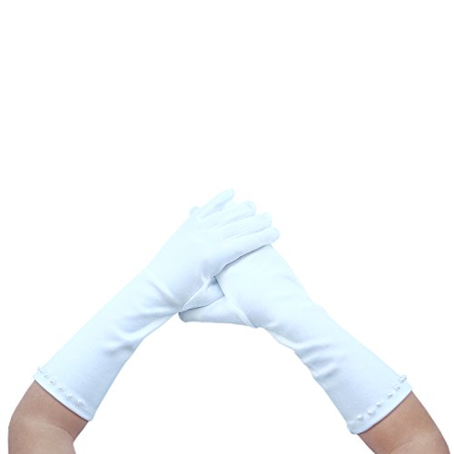Fiore ragazze guanti lunghi da polso in raso per