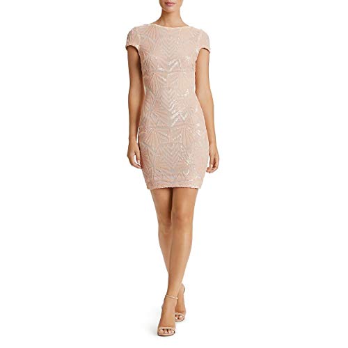 Dress The Population Women's Tabitha Cap Sleeve Sequin Mini Dress Dress, Peach/Nude, Xs #TOP30