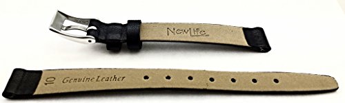 10Mm Black, Flat, Elegant Calfskin Leather Watchband | Smooth Genuine Leather Replacement Watchstrap That Brings New Life To Any Watch (Womens Standard Length) #TOP1