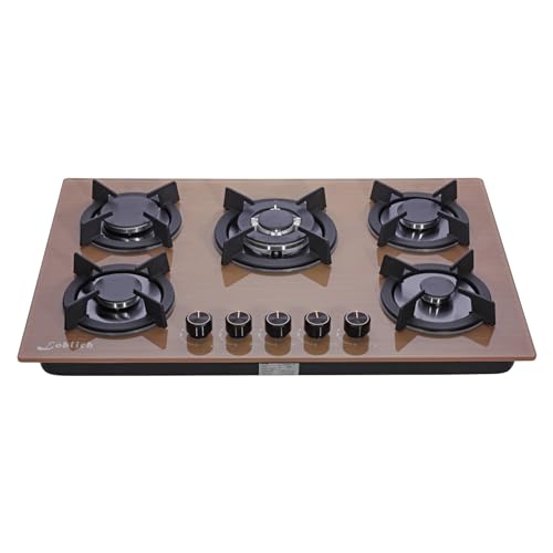 30 Cooktop gas, 5 Burners gas stovetop 30 inch,Gas Stove Gas Hob Stovetop Tempered Glass Cooktop Cast Iron Grates Built-in Gas Stove Top LW5G01 LPG/NG Gas Cooktop Black