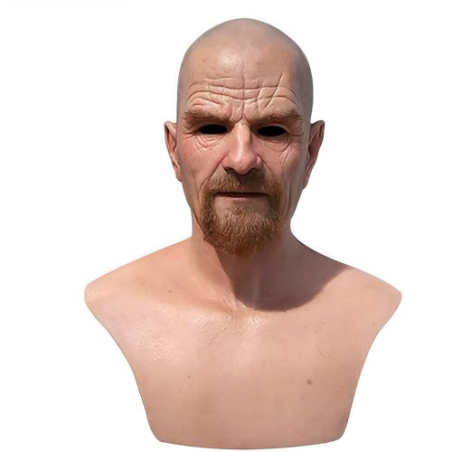 Latex Old Man Mask Halloween Realistic Human Full Head Mask for Halloween Carnival Costume Party (G)