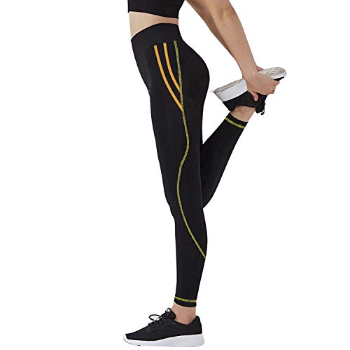 GoVIA Leggings de Sport Femme Pantalon de Fitness Collant de Compression Taille Haute Slim Push Up Butt Lifter Pants Yoga 4111 Or M/L Cover