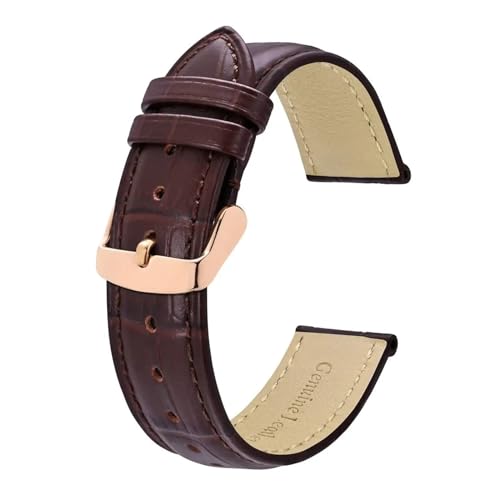 Bracelet de montre en cuir de vache relief 20mm élégant pour homme et femme