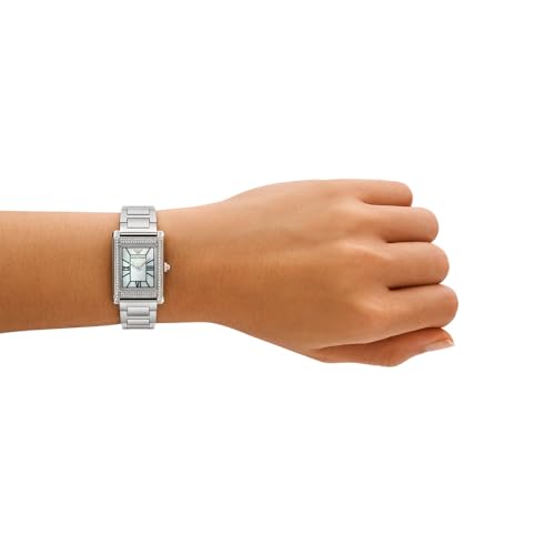 Emporio Armani Reloj para Mujer, Caja Rectangular de 22mm Movimiento de Cuarzo a Dos Agujas con Correa de Acero o Piel