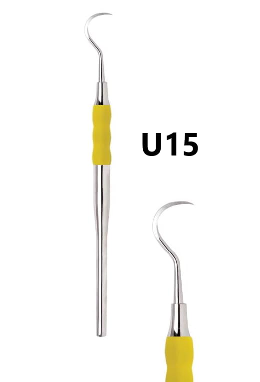 AmeriCan Goods Dental Scaler U15 with Silicone Color-Coded Grips Professional Autoclavable Single-Ended Yellow Silicone Gripped Handle