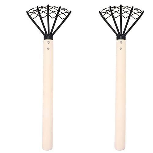 Rastrillo de Garra con Red de Malla, 2 Piezas de rastrillo de Mano japonés de 15 Pulgadas, rastrillo de Garra de almeja con Mango Largo, excavador de almejas, Accesorios for excavar mariscos