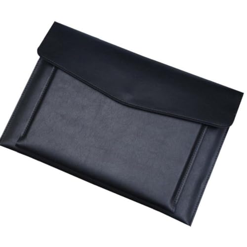 A4 革 ファイル フォルダー 大容量 ドキュメント バッグ ビジネス ブリーフケース 防水 ラップトップ ケース オフィス 黒