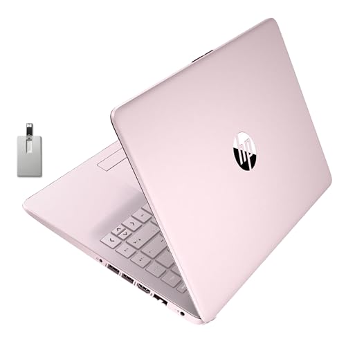 2021 HP Stream 14' HD SVA Laptop Computer, Intel Celeron N4000 Processor, 4GB RAM, 64GB eMMC flash memory, Intel UHD Graphics 600, 1-Year Office, Bluetooth, Win 10S, Rose Pink, 128GB SnowBell USB Card